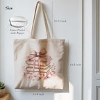 Aesthetic Canvas Tote Bag, Cute Reusable Bags for Women with Inner Pocket