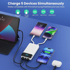 Portable Charger Power Bank 40800mAh with 3 Built-in Cables,25W Fast Phone Charging Portable Battery Pack,5 Outputs Travel Essentials Outdoor External Battery for iPhone 17/16,Galaxy Android etc-White