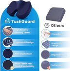 TushGuard Seat Cushion for Office Chair Memory Foam Non-Slip Cushion Back, Relief Chair Pad, Butt Pillow for Office, Car, Computer Desk, Blue, X-Large