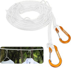 Vigorport Portable Travel Clothesline, Windproof Clothesline with Hang Hole, Indoor and Outdoor Clothes Line for Camping, Hotel, Backyard, Cruise Ship (White, 16.5Ft)