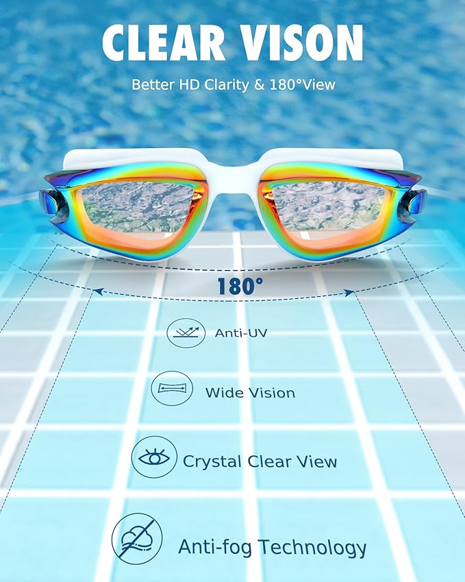 Aegend Swim Goggles for Kids Youth 3-14 Anti-Fog Anti-UV Comfort Fit Goggles for Swimming