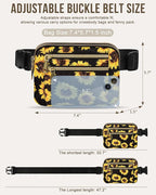 Capolo Fanny Packs for Women Fashion Waist Packs Bag with Adjustable Strap and 4 Zipper Pockets Waterproof Everywhere Crossbody Belt Bag for Workout Running Travelling(Sunflower)