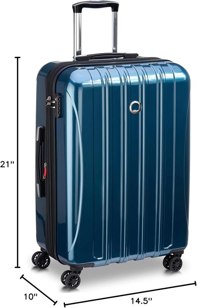 DELSEY PARIS Helium Aero Hardside Expandable Luggage with Spinner Wheels, Teal, Carry-On Plus 21 Inch