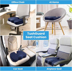 TushGuard Seat Cushion, Office Chair Cushions, Car Seat Cushion, Non-Slip Sciatica & Back Coccyx Tailbone Pain Relief Chair Pad, Memory Foam Butt Pillow for Computer Desk, Office Chair(Blue, XXL)