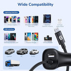 [Apple MFi Certified] Syncwire iPhone Car Charger 32W Super Fast Car Phone Charger Cigarette Lighter USB Car Adapter with Build-in 5FT Coiled Lightning Cable for Apple iPhone 14/13/12/11/XR/Max, iPad