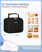 Capolo Insulated Lunch Box for Kids, Cute Thermal Lunch Bag for School, Reusable Lunch Tote for Boys and Girls, Durable Cooler Bag with Easy Grab Handle, Lightweight and Easy to Clean Meal Bag, black