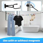 Magnetic Clothesline for Cruise Ship, Travel Clothesline with 12 Clothespins for Cruise Ship Essentials, Clothes Drying Rack with Strong Magnets Hooks and Storage Bag for Cruise Ship Cabin Outdoor