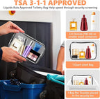 AURUZA Clear Makeup Bag,Portable Travel Toiletry Bags with Zipper, TSA Approved Clear Organizer Bags, PVC Cosmetic Pouch for Airport Airline Compliant
