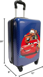 Fast Forward 20 Inches Pixar Car Suitcase For Kids- Carry-On Travel Trolley Hard Sided Spinner Kids Luggage