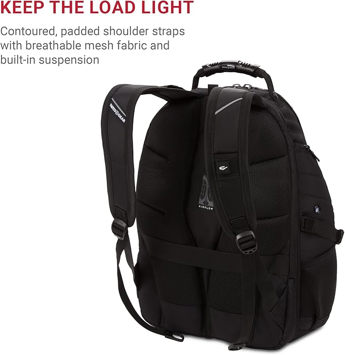 SWISSGEAR 1900 ScanSmart TSA Laptop Backpack Fits 17 Inch Laptop with RFID Protection and Tablet Pocket, Black/Black, 19-Inch