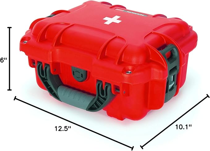 NANUK 905 Waterproof First Aid Case Empty – Durable, Medical First Aid Organizer Case, IP67-Rated, Dustproof, Impact-Resistant, and Floats (9.4" x 7.4" x 5.5") – Red