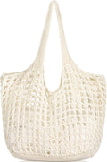 WantGor Crochet Bags, Beach Mesh Tote Bag Womens Shoulder Shopping Handbag Casual Travel Totes Bag Foldable Hobo Bags