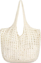 WantGor Crochet Bags, Beach Mesh Tote Bag Womens Shoulder Shopping Handbag Casual Travel Totes Bag Foldable Hobo Bags