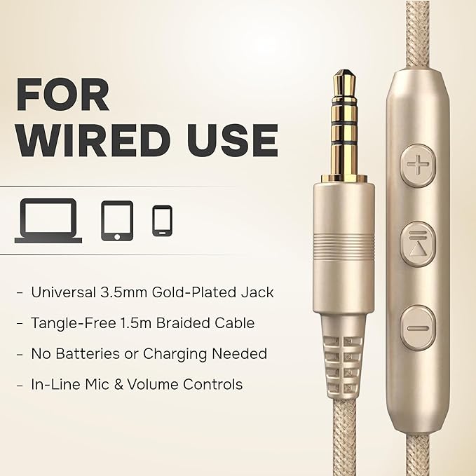ARTIX CL750 Wired Headphones with Mic — Noise Isolating On-Ear Headphones for Computer and Laptop Wired, Plug in Corded Headphone with Wire (Foldable, Aux Jack 3.5mm)