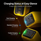 AOHI Youth 65W GaN+ USB C Charger Block, 3-Port PPS Type C Compact Foldable Laptop Fast Wall Charger for MacBook Pro/Air, iPad Pro, iPhone 17/16 Pro Max, Galaxy S24, Pixel, Steam Deck and More, Yellow