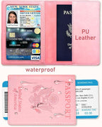 Sizobi Leather Passport Holder Covers, Passport Holder for Travel Women, RFID Blocking Wallet Case, International Travel Must Haves Travel Accessories for Women Men,Cruise Ship Essentials Gifts, Pink