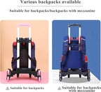 Backpack Trolley Wheeled Cart- Foldable Aluminium Alloy Hand Truck with 3 Wheels and Luggage Strap for Backpacks and Travel Luggage,Backpack Cart with Edge Guard Base,Rolling Backpack Dolly