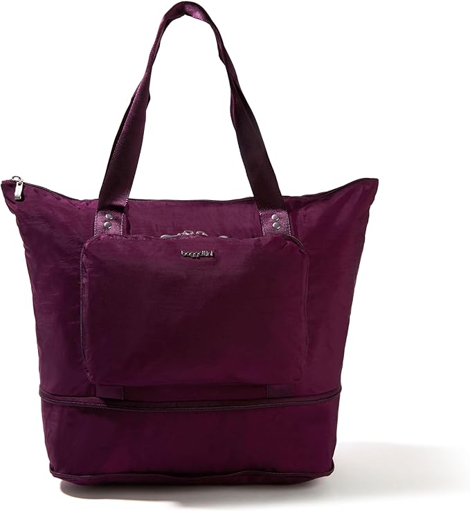 Baggallini Carryall Expandable Lightweight Travel Tote 22" Packable Folding Compact Nylon Washable Weekender w/Luggage Sleeve