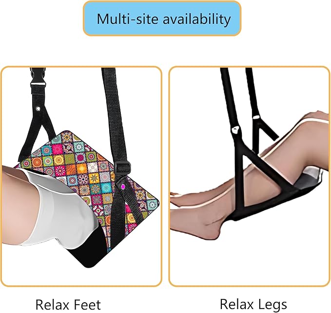 Airplane Foot Hammock Comfort Foot Hammock for Plane Travel Accessories,Airplane Gadgets,Good Use for Travel Essentials, Office,Desk (Mandala, 1 Pack)