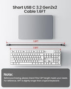 Silkland 20Gbps USB C Data Cable Right Angle, Short 1.6FT 90 Degree USB C 3.2 Gen 2x2 High Speed Data Transfer Cable, 5K/4K 60Hz Monitor Display, 240W PD, Type C Compatible for SSD, Hub, Dock,eGPU