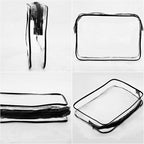 Tbestmax 10 Pack Clear Cosmetic Bags Makeup Bags Portable Waterproof TSA Approved Travel Toiletry Bags Large Organizer Black, 9.8" x 7.1" x 2.4"