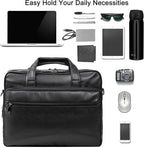 seyfocnia Leather Laptop Bag, Men's 15.6 Inche 17.3 Inche Messenger Briefcase Business Satchel Computer Handbag Shoulder Bag