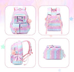 PIG PIG GIRL Kids Backpack for Girls - School Bags for Middle School Students - Book Bag for Elementary Primary - Kawaii Ita Backpack - Pink Planet