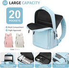 Waterproof Laptop Backpack for Men & Women, Flight Approved Anti-Theft Daypack with 15.6-inch Laptop Sleeve (Light Blue)