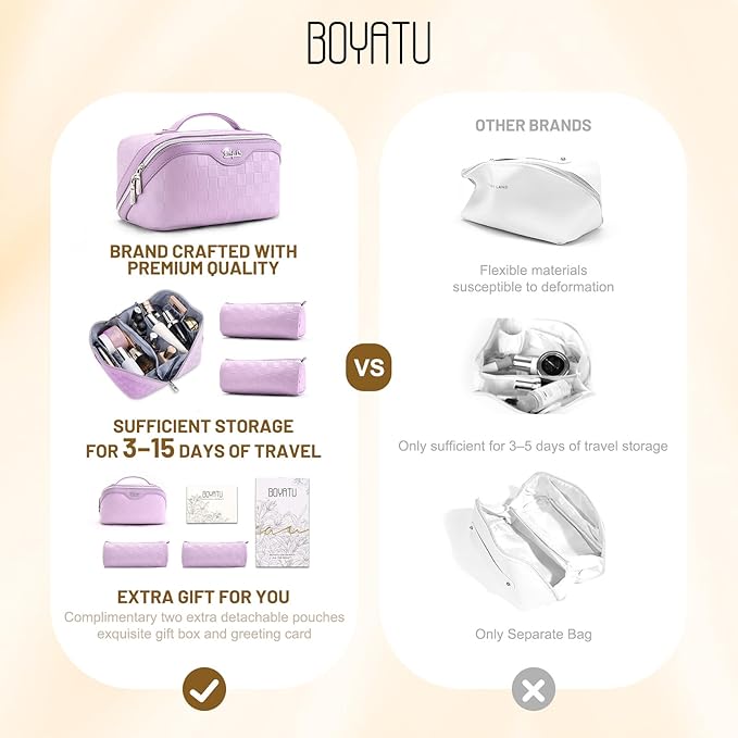 BOYATU Travel Makeup Bag for Women: Large Capacity Cosmetic Bags Organizer, Waterproof Toiletry Make up Case Gift for Her Girlfriend Best Friend Mom on Birthday Christmas Mother's Day