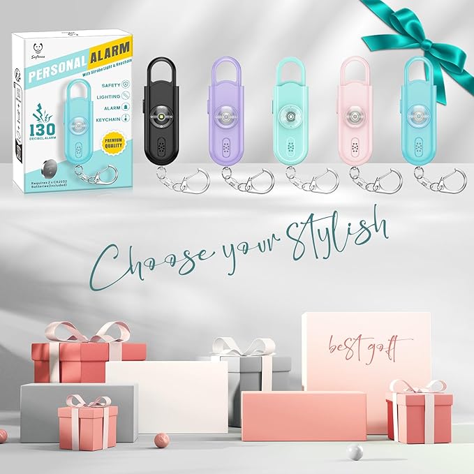 Personal Safety Alarm for Women Girls, 130dB Loud Siren + LED Light, Stylish Keychain, Easy-Pull Emergency Self-Defense for Night Safety, Running, Travel, College Students Self Defense Device Gift