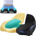 Benazcap Large Cooling Gel Seat Cushion for Office Chair Ergonomic Cushions-Gel & Memory Foam Coccyx Butt Pillow for Sciatica & Back Pain Relief for Long Sitting for Gaming Chair and Car Seat-Black