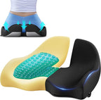 Benazcap Large Cooling Gel Seat Cushion for Office Chair Ergonomic Cushions-Gel & Memory Foam Coccyx Butt Pillow for Sciatica & Back Pain Relief for Long Sitting for Gaming Chair and Car Seat-Black