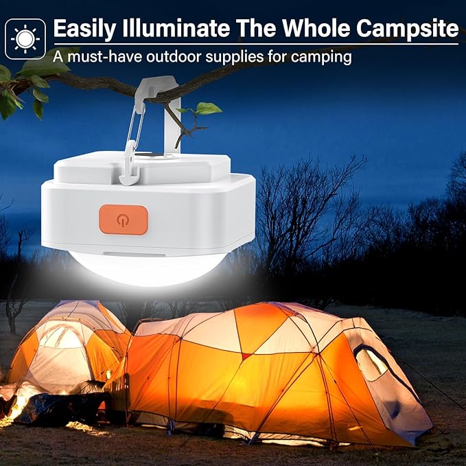 Rechargeable Camping Lights FLY2SKY 3Pcs White Tent Lights Mini Flashlight Portable LED Camping Lantern Survival Gear Camping Accessories for Hiking Backpacking Fishing Hurricane Emergency Outage