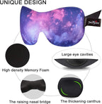 PrettyCare 3D Sleep Mask 2 Pack,Eye Mask for Sleeping 3D Contoured Sleeping Mask Blackout Out Light - Blindfold Airplane with Ear Plugs, Night Masks with Travel Bag (Ultra Purple and Black)