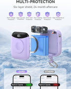 Portable Charger, 10000mAh 22.5W Fast Charging Power Bank with Built-in Cables, Travel Essentials Battery Pack with LED Display for iPhone, Portable iWatch Charger for 11/10/9/8/7/6/5/SE/Ultra Purple