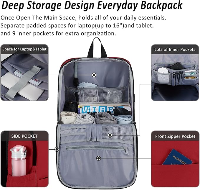 MAXTOP Deep Storage Laptop Backpack Business Anti-theft Backpacks[Water Resistant] College School Computer Bookbag Fits 17 Inch Laptop