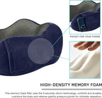 urnexttour Travel Pillow for Airplane-2 Pack Memory Foam Neck Pillows, Soft Support Travel Essentials for Travelling, Sleeping Rest, Car, Train and Home Use(Grey&Blue)