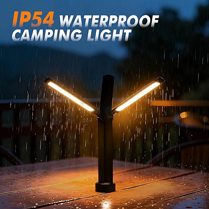 Cordless Camping Lights, Rechargeable Camping Lantern with Storage Bag, Waterproof LED Camping Lamp with Magnetic, Portable Outdoor Tent Light for Camping, Hiking, Emergency, Fishing