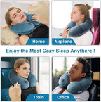 Keemall 2Pack Inflatable Travel Neck Pillow for Airplane Sleeping, Adjustable Blow Up Neck Support Air Pillow Traveling on Plane Long Flights Washable