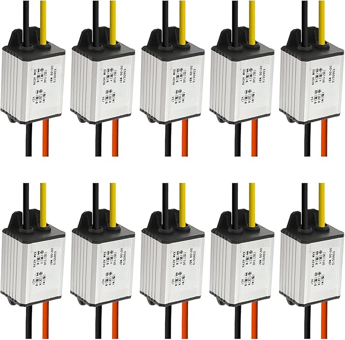10Pcs 12V to 5V DC Converter Car Power Voltage, Waterproof DC 6.3-22V 12V Step Down to 5V 3A 15W Voltage Regulator Buck Converter Power Supply Step-Down Module Compatible with Vehicle Car Truck Volt