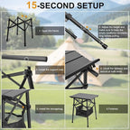 Folding Camping Table - Small Outdoor Table with Storage Bag - Adjustable Height 14.2'' & 18.9'', Portable Lightweight Aluminum Foldable Side Table for Picnic, BBQ, Beach & Tailgating (Small)