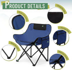 2 Pack Compact Camping Chairs Portable Folding for Outside with Carry Bag Lightweight Moon Chairs for Travel Picnic Hiking Beach Fishing, 600D Oxford, Supports 330lbs(Blue)