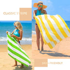 Exclusivo Mezcla 4 Pack Cotton Oversized 35x70 Inches Soft Cabana Stripe Thick Beach Towel, Super Absorbent Travel Bath Pool Towel (Yellow)