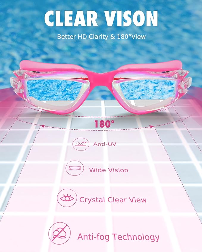 Aegend Swim Goggles for Kids Youth 3-14 Anti-Fog Anti-UV Comfort Fit Goggles for Swimming
