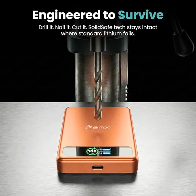 5K Magnetic Power Bank, Orange, Qi2 Certified 15W Wireless Charger, LCD Display, Ultra-Slim Solid-State Battery Pack for iPhone 17/16, Lightweight Travel, Everyday Use USB-C Portable Charger