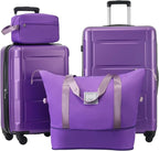 2 Piece Luggage Sets with Bags, Lightweight ExpanableCarry on Luggage Sets, Hardshell ABS Spinner Wheels Suitcase with TSALock,for Women Men, 20 IN & 24 IN, Purple