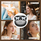 Jewelry-Inspired Clip On Earbuds,Comfortable Fit Open Ear Clip-On Headphones,Wireless Bluetooth Ear Cuff Headphones for Women,Earrings Earbuds for Running,Office,Sport&Gift (Butterfly - Black)