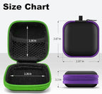 2Pack Square Earbud Case Portable EVA Carrying Case Storage Bag Cell Phone Accessories Organizer with Carabiner for Earphone, Earbud, Earpieces, SD Memory Card, Camera Chips-Purple/Green