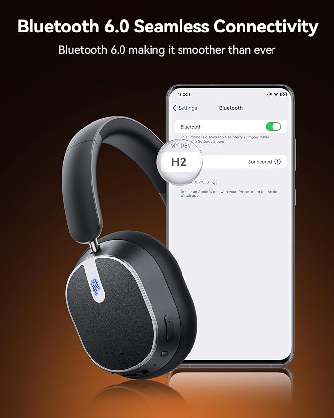 bmani Hybrid Active Noise Cancelling Headphones,120H Playtime Wireless Headphones Bluetooth 6.0 with Power Display, 6-Mic ENC Calls, 360° Spatial Audio Over Ear Headphones Headset for Travel Game