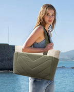 LOVEVOOK Tote Bag for Women, Puffer Work Travel Handbag with Zipper for Teacher Nurse, Quilted Cute Laptop Shoulder Gym Bag